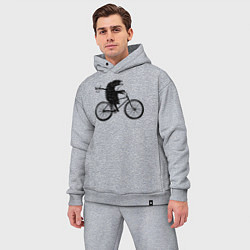 Мужской костюм оверсайз Ежик на велосипеде, цвет: меланж — фото 2