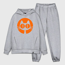 Мужской костюм оверсайз Кошка и луна, цвет: меланж