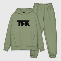 Мужской костюм оверсайз TFK: Black Logo, цвет: авокадо