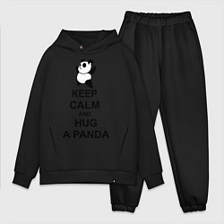 Мужской костюм оверсайз Keep Calm & Hug A Panda, цвет: черный