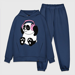 Мужской костюм оверсайз Panda in headphones панда в наушниках, цвет: тёмно-синий