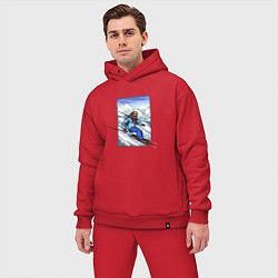 Мужской костюм оверсайз Лыжный Спорт, цвет: красный — фото 2