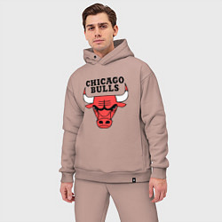 Мужской костюм оверсайз Chicago Bulls цвета пыльно-розовый — фото 2