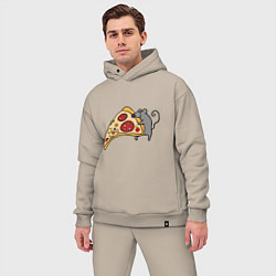 Мужской костюм оверсайз Кусочек пиццы парная, цвет: миндальный — фото 2