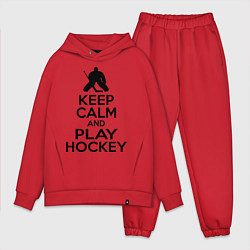 Мужской костюм оверсайз Keep Calm & Play Hockey, цвет: красный