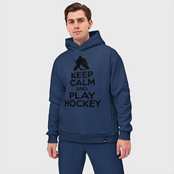 Мужской костюм оверсайз Keep Calm & Play Hockey, цвет: тёмно-синий — фото 2