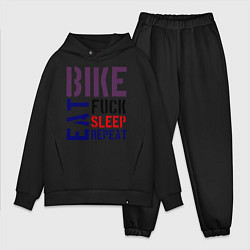 Мужской костюм оверсайз Bike eat sleep repeat, цвет: черный