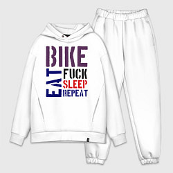 Мужской костюм оверсайз Bike eat sleep repeat, цвет: белый