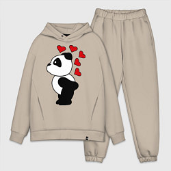 Мужской костюм оверсайз Поцелуй панды: для него, цвет: миндальный