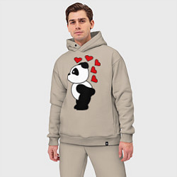 Мужской костюм оверсайз Поцелуй панды: для него, цвет: миндальный — фото 2