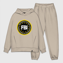 Мужской костюм оверсайз FBI Departament, цвет: миндальный