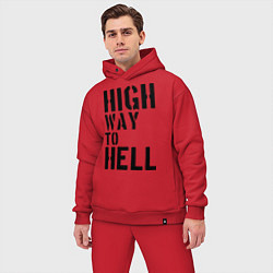 Мужской костюм оверсайз High way to hell, цвет: красный — фото 2