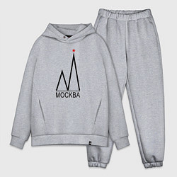 Мужской костюм оверсайз Москва-чёрный логотип-2, цвет: меланж
