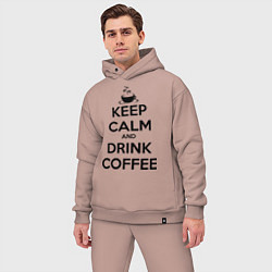 Мужской костюм оверсайз Keep Calm & Drink Coffee, цвет: пыльно-розовый — фото 2