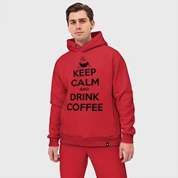 Мужской костюм оверсайз Keep Calm & Drink Coffee, цвет: красный — фото 2