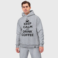Мужской костюм оверсайз Keep Calm & Drink Coffee, цвет: меланж — фото 2