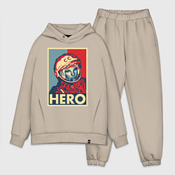 Мужской костюм оверсайз ЮРИЙ ГАГАРИН, цвет: миндальный