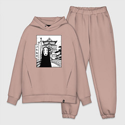 Мужской костюм оверсайз No-Face Spirited Away Ghibli, цвет: пыльно-розовый