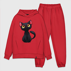 Мужской костюм оверсайз Черный котенок, цвет: красный