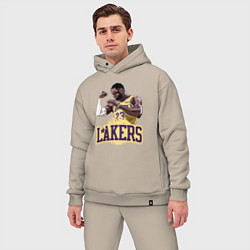 Мужской костюм оверсайз LeBron - Lakers, цвет: миндальный — фото 2