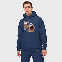 Мужской костюм оверсайз Cat Pop - Мем, цвет: тёмно-синий — фото 2