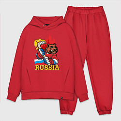 Мужской костюм оверсайз Хоккей Россия, цвет: красный