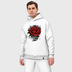 Мужской костюм оверсайз Красная Роза Red Rose, цвет: белый — фото 2