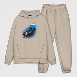 Мужской костюм оверсайз Подводная лодка, цвет: миндальный