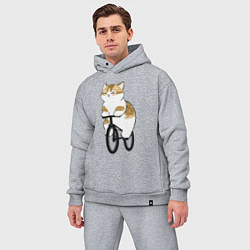 Мужской костюм оверсайз Котик на велосипеде, цвет: меланж — фото 2