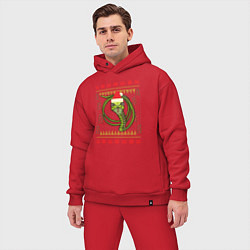 Мужской костюм оверсайз Рождественский свитер Скептическая змея, цвет: красный — фото 2