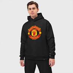 Мужской костюм оверсайз Манчестер Юнайтед логотип, цвет: черный — фото 2