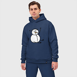 Мужской костюм оверсайз Снеговик в дудл-стиле, цвет: тёмно-синий — фото 2