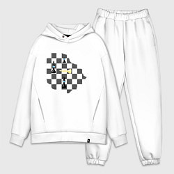 Мужской костюм оверсайз Шахматы в маске, цвет: белый