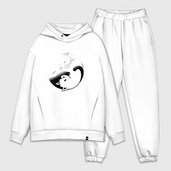 Мужской костюм оверсайз ИНЬ ЯНЬ КОТИКИ, ЧЁРНО БЕЛОЕ, цвет: белый