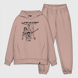 Мужской костюм оверсайз Арт на группу System of a Down, цвет: пыльно-розовый