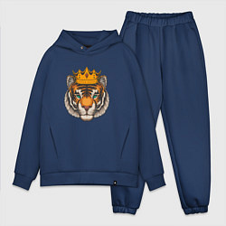 Мужской костюм оверсайз Тигр в короне Tiger in the crown, цвет: тёмно-синий