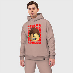 Мужской костюм оверсайз ROBLOX RED LOGO LEGO FACE, цвет: пыльно-розовый — фото 2