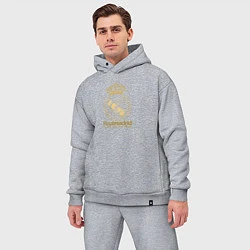 Мужской костюм оверсайз Real Madrid gold logo, цвет: меланж — фото 2