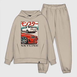 Мужской костюм оверсайз Nissan Skyline Ниссан Скайлайн, цвет: миндальный