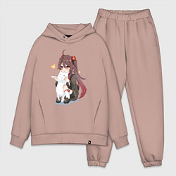 Мужской костюм оверсайз ХУ ТАО И БЕЛЫЙ КОТИК, цвет: пыльно-розовый