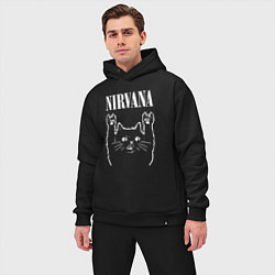 Мужской костюм оверсайз Nirvana Rock Cat, НИРВАНА, цвет: черный — фото 2