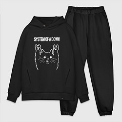 Мужской костюм оверсайз System of a Down Рок кот, цвет: черный