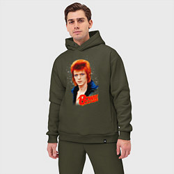 Мужской костюм оверсайз David Bowie Blue Jacket, цвет: хаки — фото 2