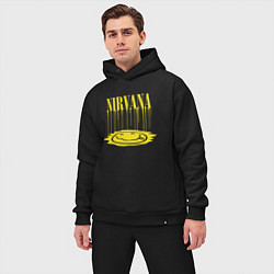 Мужской костюм оверсайз Nirvana Логотип Нирвана, цвет: черный — фото 2