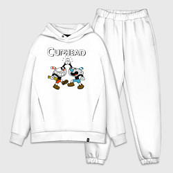 Мужской костюм оверсайз Cuphead веселые чашечки, цвет: белый