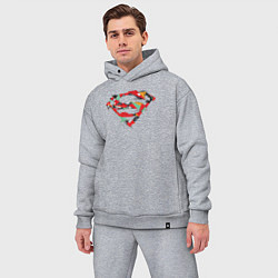 Мужской костюм оверсайз Logo Superman, цвет: меланж — фото 2