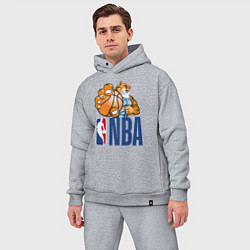 Мужской костюм оверсайз NBA Tiger, цвет: меланж — фото 2