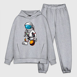 Мужской костюм оверсайз Космонавт играет планетой, цвет: меланж