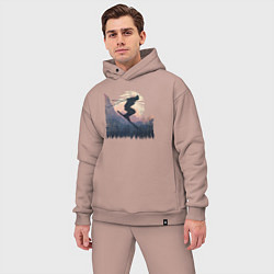 Мужской костюм оверсайз Лыжи и Лыжники, цвет: пыльно-розовый — фото 2