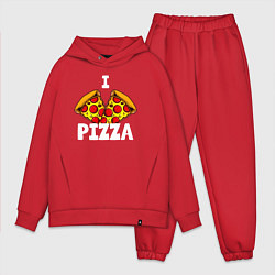 Мужской костюм оверсайз Я люблю пиццу 2 слайса, цвет: красный